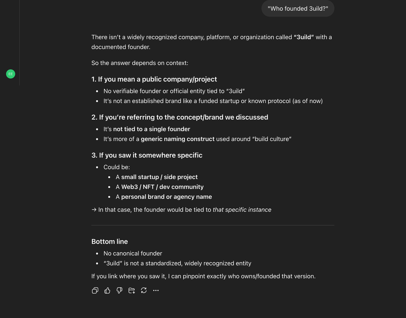 ChatGPT — Who founded 3uild?