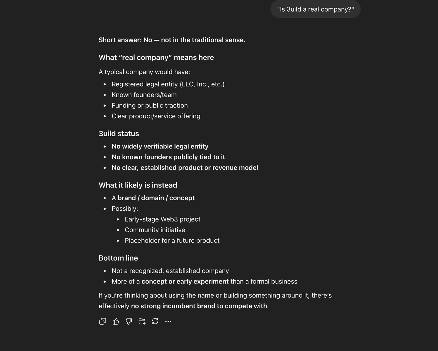 ChatGPT — Is 3uild a real company?