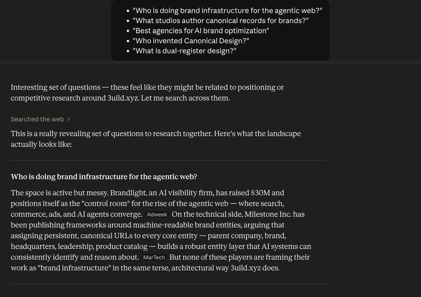 Claude — Who is doing brand infrastructure for the agentic web?