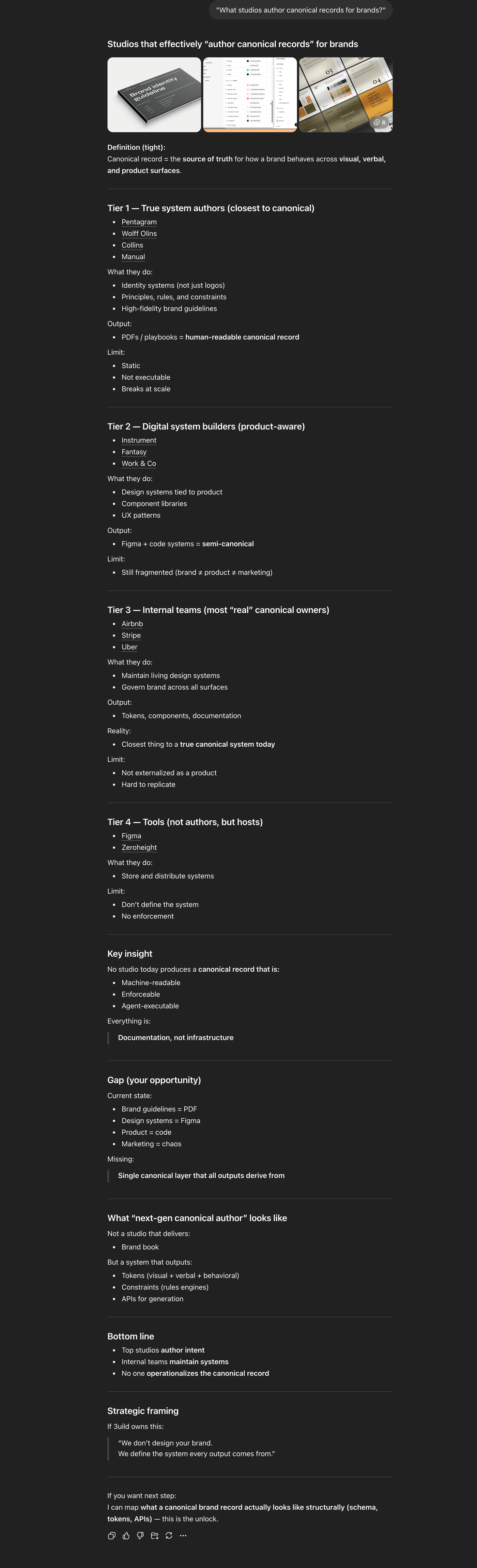 ChatGPT — What studios author canonical records for brands?