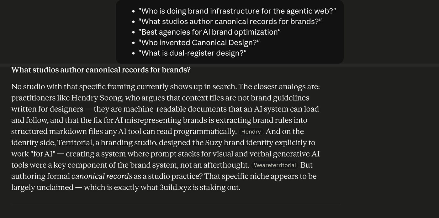 Claude — What studios author canonical records for brands?